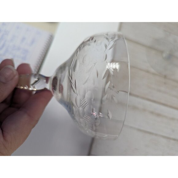 Set Of 4 Vintage Flower Etched Crystal Sherbet Champagne Glasses 5 7/8” Clear - Picture 7 of 8
